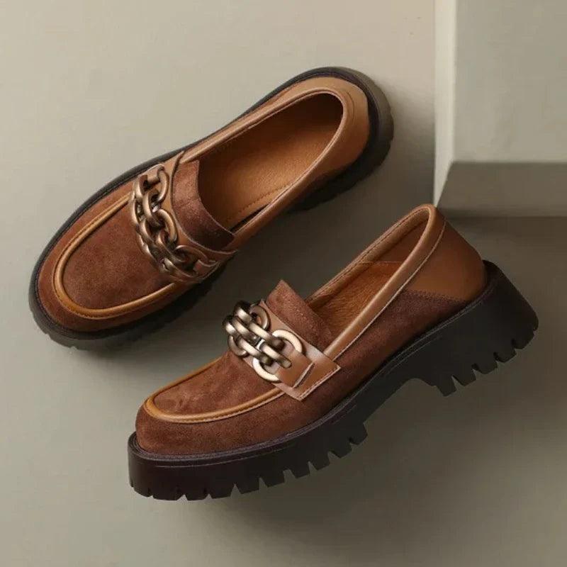 VALENTINE - Mocassins à talons en daim Confort Orthopédique