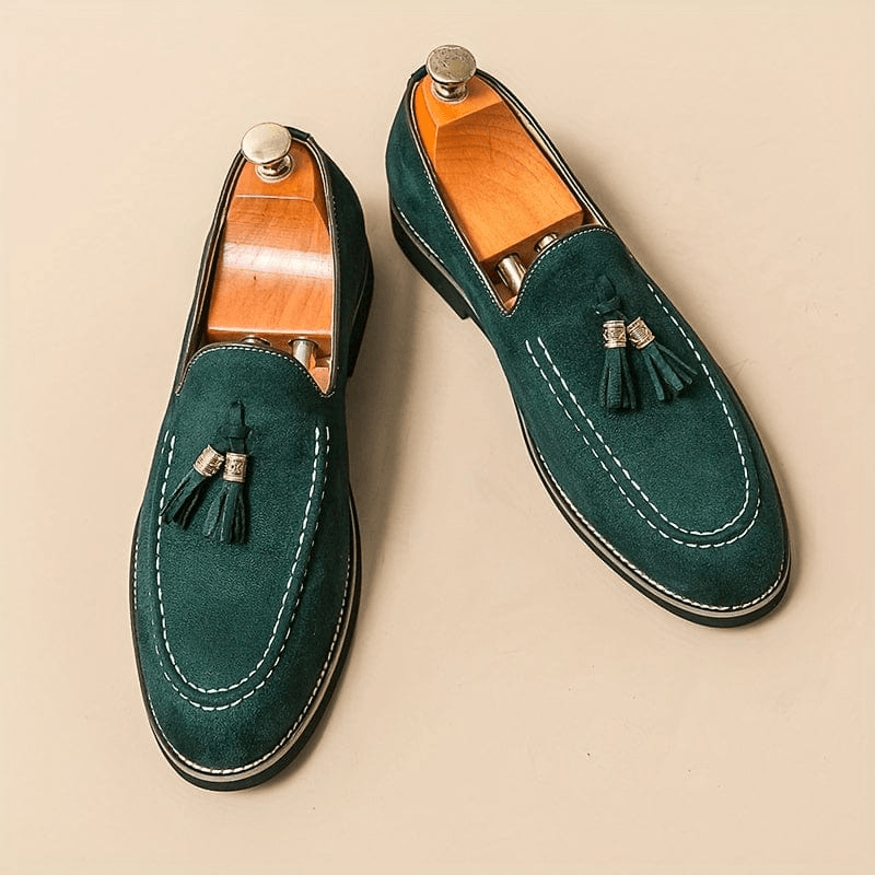 Bellagio Elegant Tasseled Suede Loafer Shoes Confort Orthopédique