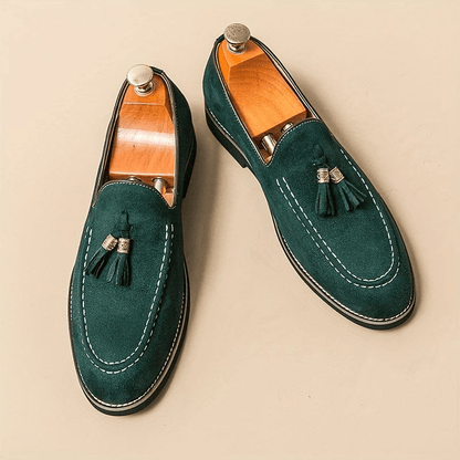 Bellagio Elegant Tasseled Suede Loafer Shoes Confort Orthopédique