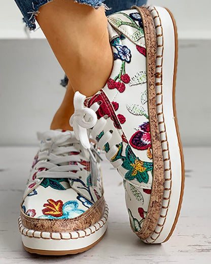 Chaussures Orthopédiques à fleurs pour femmes - Confort Orthopédique