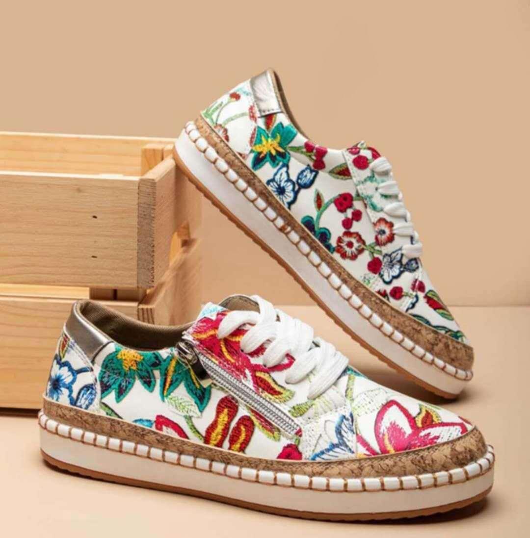 Chaussures Orthopédiques à fleurs pour femmes - Confort Orthopédique