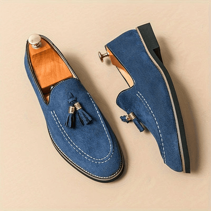 Bellagio Elegant Tasseled Suede Loafer Shoes Confort Orthopédique