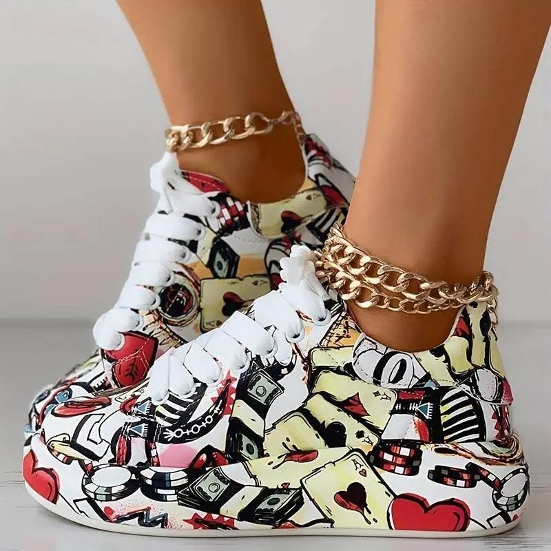 Chaussures Orthopédiques Femme avec Motif - Graffiti - Confort Orthopédique