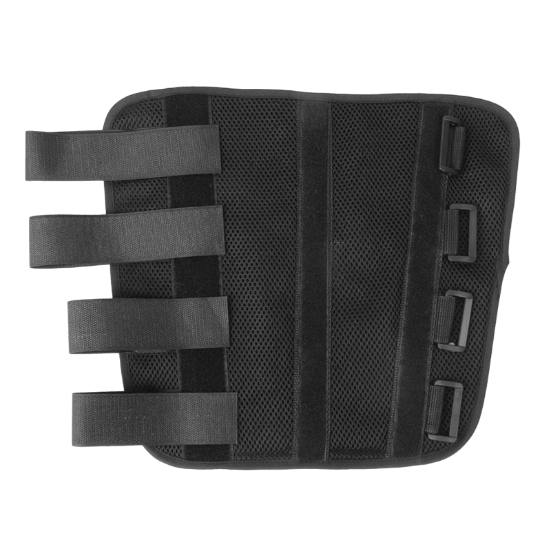 Attelle Bras Coude - Confort et Support Optimal – vue de dessus montrant les bandes de maintien en velcro et la texture en mesh noir