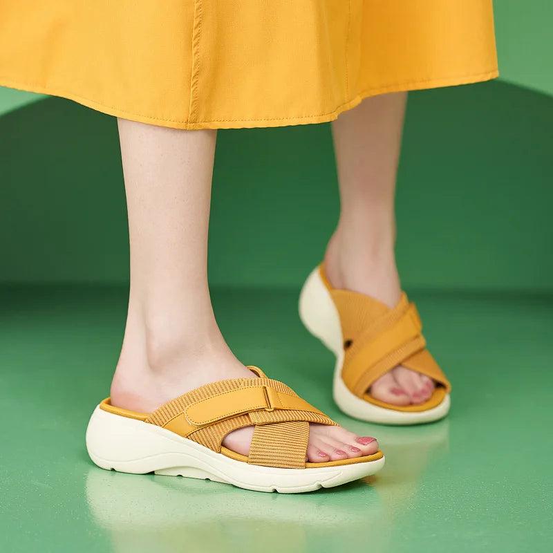 Sandales orthopédiques femme légères à lanières croisées à la mode Confort Orthopédique