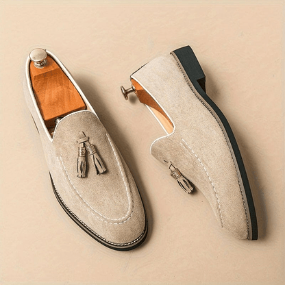 Bellagio Elegant Tasseled Suede Loafer Shoes Confort Orthopédique