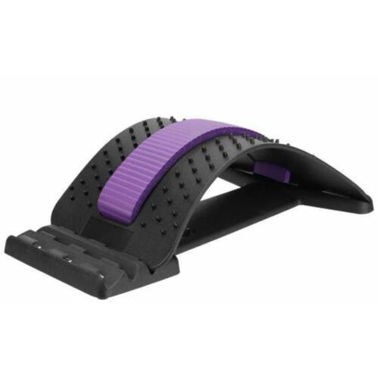 Civière magnétique de massage du dos – vue de dessus avec revêtement noir et violet, présentant des picots pour le confort.