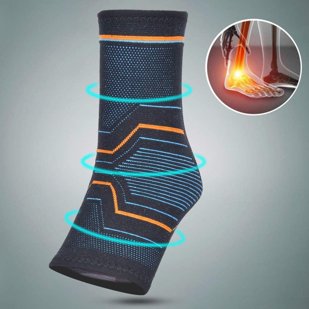 Attelle Cheville ComfortWrap en noir avec motifs orange, vue détaillée mettant en avant sa texture mesh et son design ergonomique.