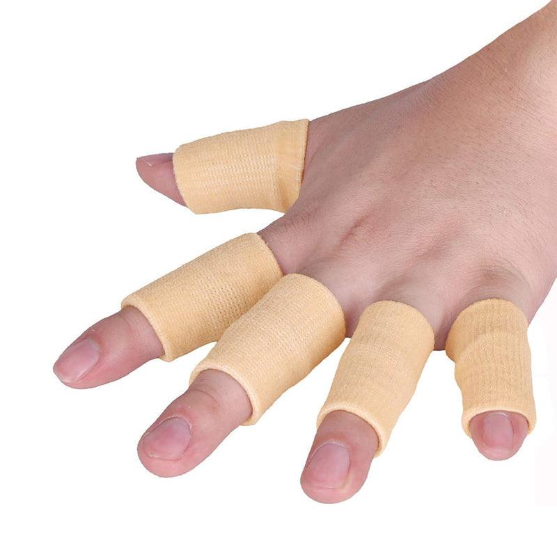 Attelle au doigt beige – attelle légère et discrète en mesh, visible sur plusieurs doigts d'une main, offrant confort et soutien.
