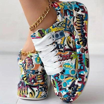 Chaussures Orthopédiques Femme avec Motif - Graffiti - Confort Orthopédique
