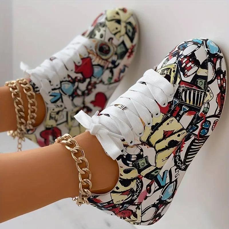 Chaussures Orthopédiques Femme avec Motif - Graffiti - Confort Orthopédique