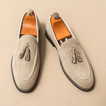 Bellagio Elegant Tasseled Suede Loafer Shoes Confort Orthopédique