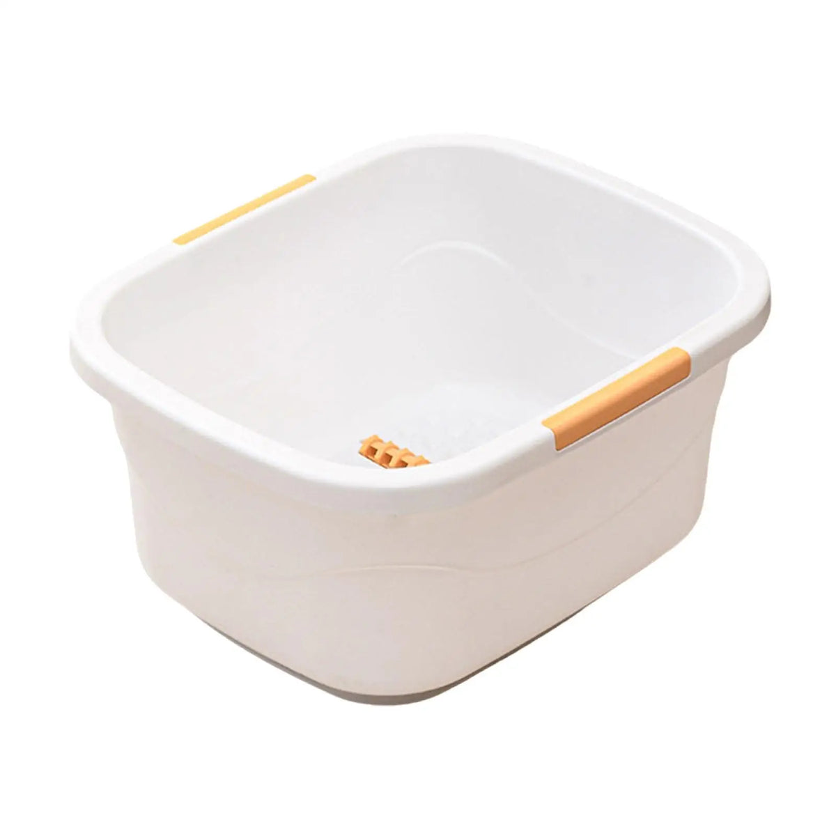 Bain de pied - Bassin portable pour un bain relaxant des pieds – bassin blanc avec poignées orange, intérieur texturé pour un massage doux