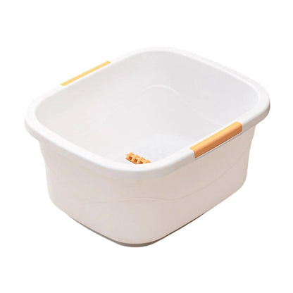 Bain de pied - Bassin portable pour un bain relaxant des pieds – bassin blanc avec poignées orange, intérieur texturé pour un massage doux