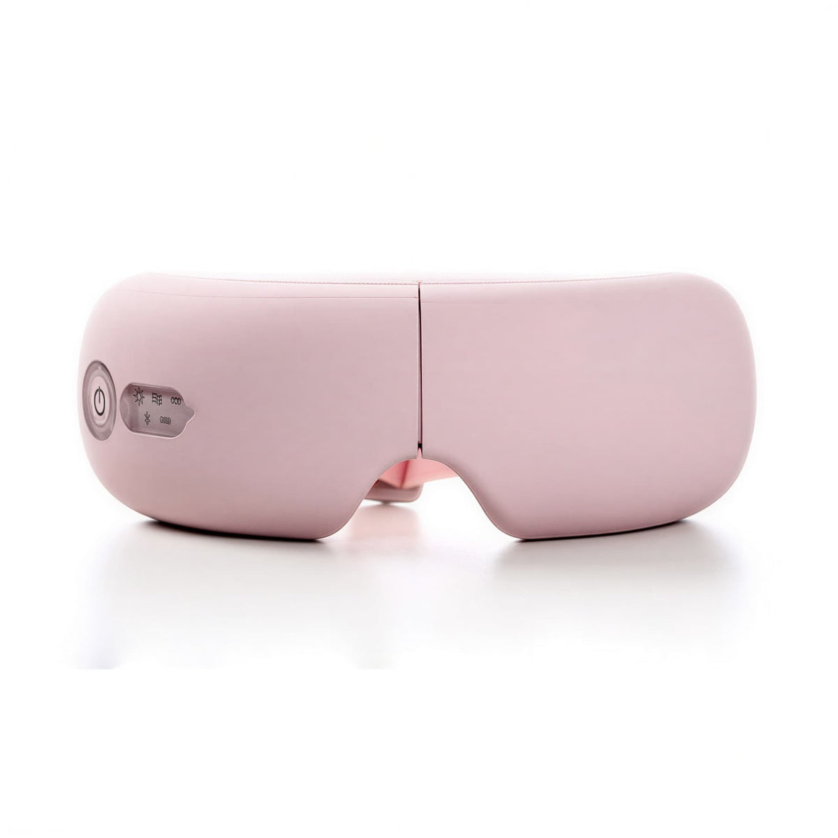 Appareil de massage yeux bluetooth – Vue latérale montrant le design rose et les commandes intégrées sur le côté