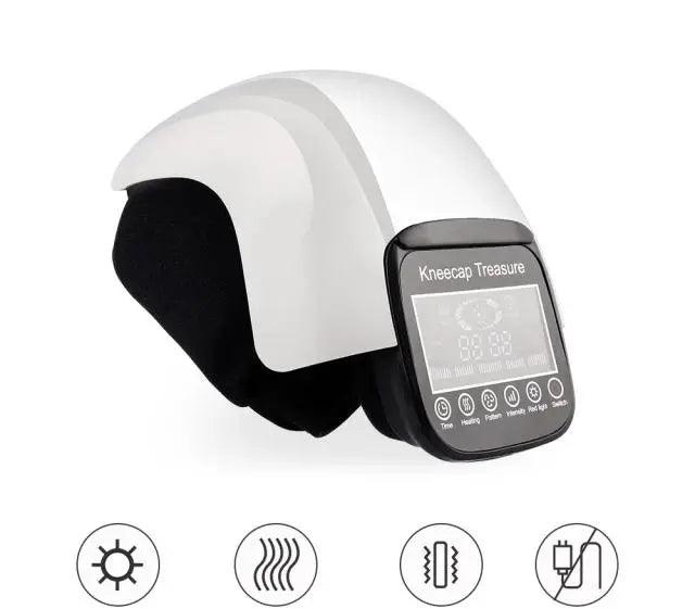 Appareil de physiothérapie | Massage du genou, pression d'air et Vibration – Vue latérale montrant le design élégant et l'écran de contrôle