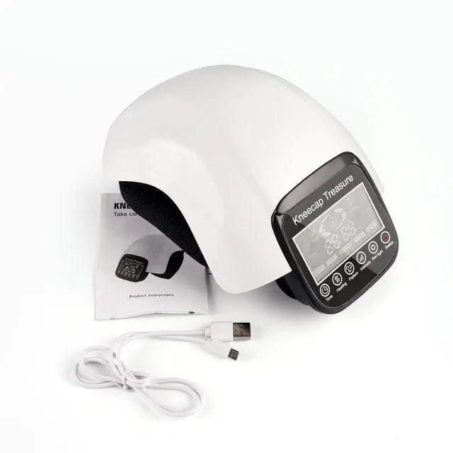 Appareil de physiothérapie | Massage du genou, pression d'air et Vibration – Vue de dessus montrant le design moderne et l'écran de contrôle