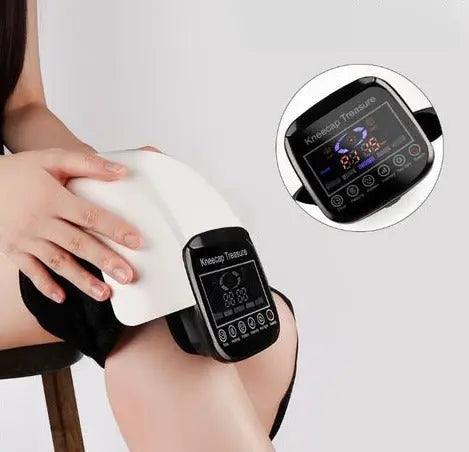 Appareil de physiothérapie | Massage du genou, pression d'air et Vibration – Détail de l'écran de contrôle en utilisation sur un genou