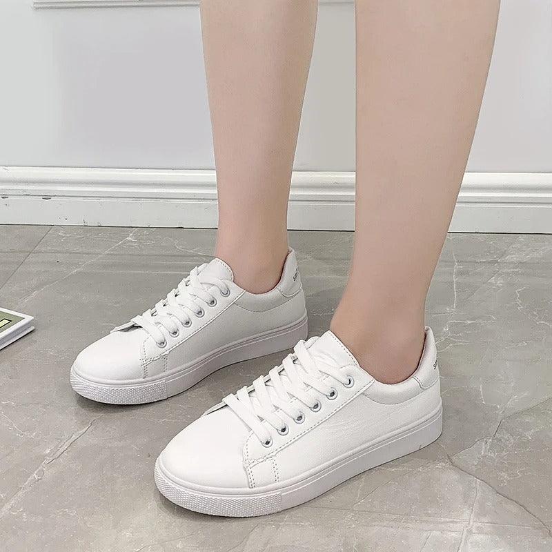 Basket en cuir blanc pour femmes - Confort Orthopédique