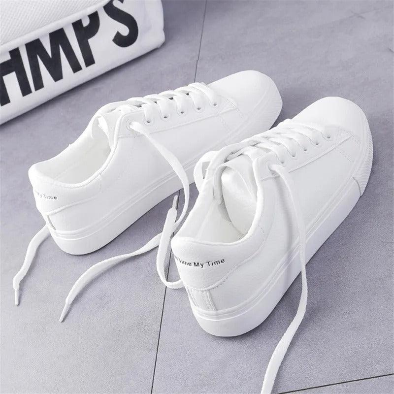 Basket en cuir blanc pour femmes - Confort Orthopédique