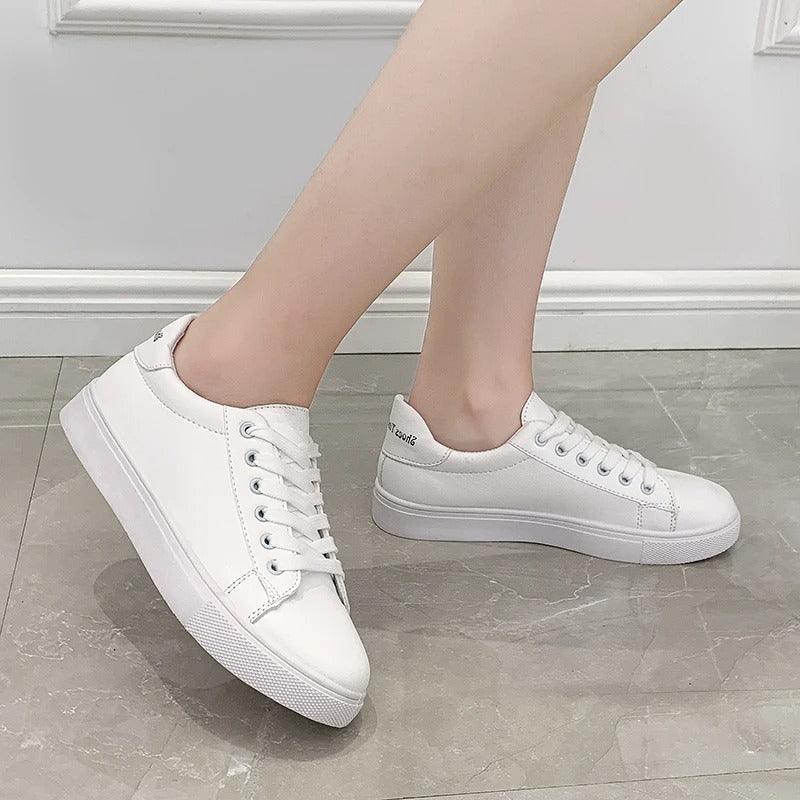 Basket en cuir blanc pour femmes - Confort Orthopédique