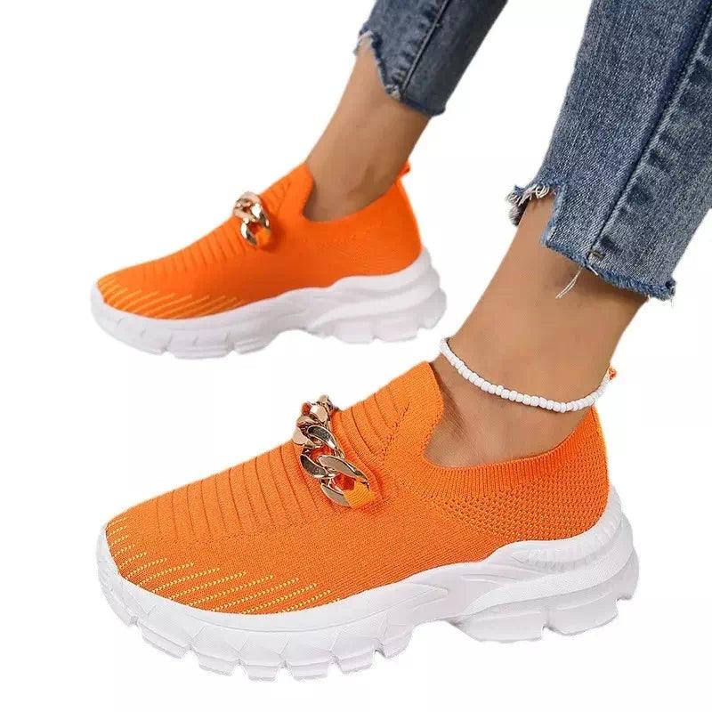Basket orange pour femmes - Confort Orthopédique