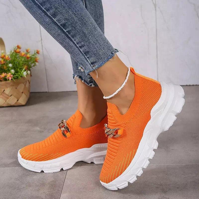 Basket orange pour femmes - Confort Orthopédique
