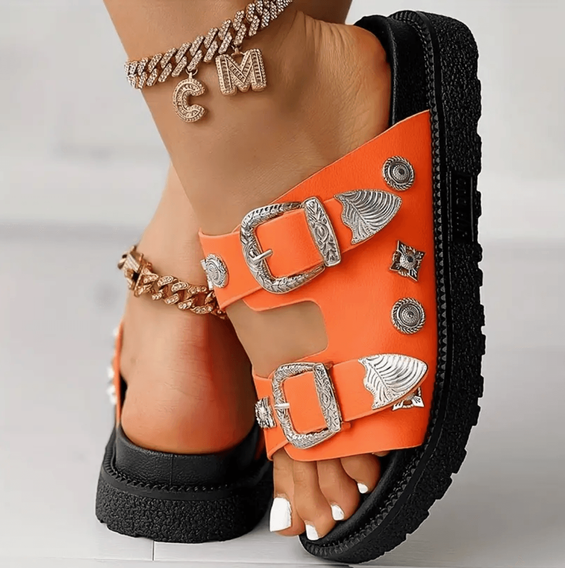 Sandales orthopédiques femme à plateforme de couleur unie Confort Orthopédique