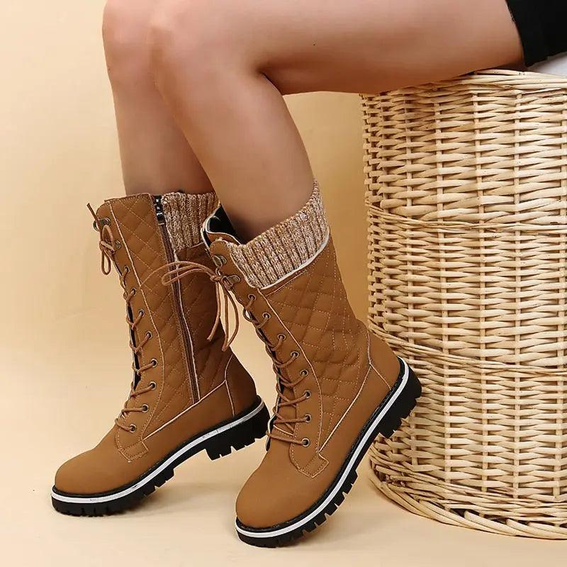 Bottes Mi-Mollet Tricotées En Dentelle - Confort Orthopédique