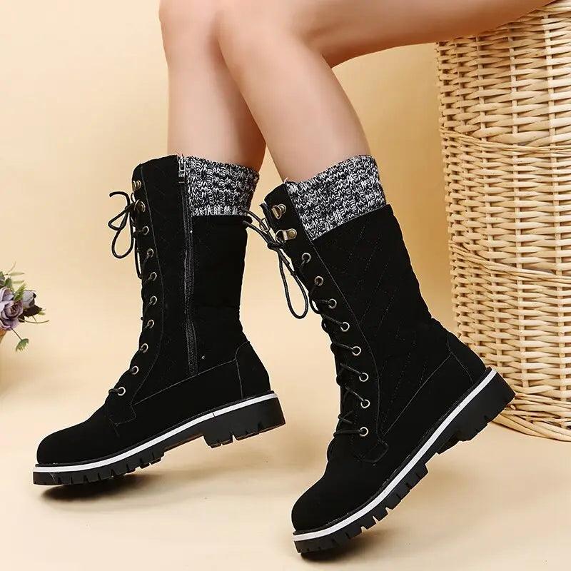 Bottes Mi-Mollet Tricotées En Dentelle - Confort Orthopédique