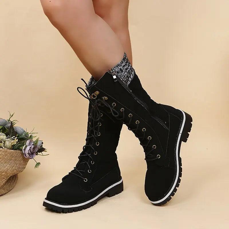 Bottes Mi-Mollet Tricotées En Dentelle - Confort Orthopédique