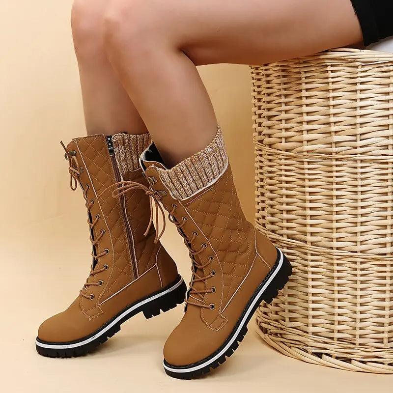 Bottes Mi-Mollet Tricotées En Dentelle - Confort Orthopédique