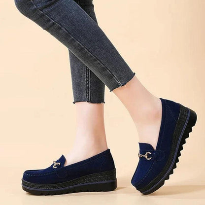 CANDICE - Mocassins compensés en daim Confort Orthopédique