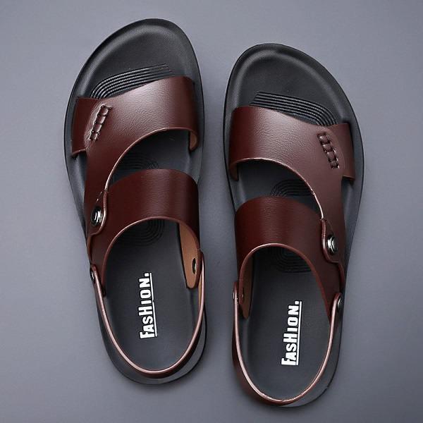 Sandales d'Extérieur en Cuir pour Homme - Zembla Confort Orthopédique