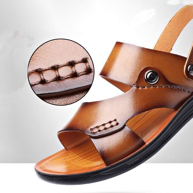 Sandales d'Extérieur en Cuir pour Homme - Zembla Confort Orthopédique