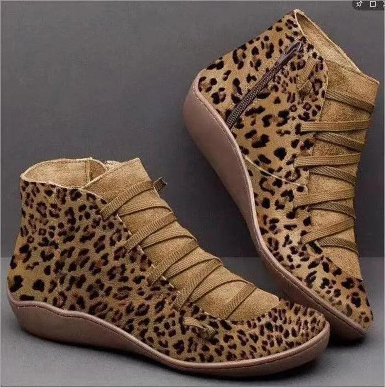 Chaussures orthopédiques d'hiver imprimé léopard pour Femme Confort Orthopédique