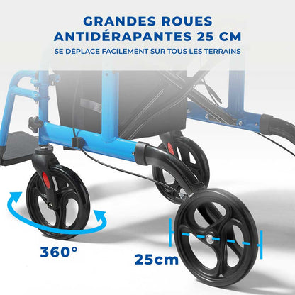 Déambulateur Rollator Fauteuil Roulant 2 en 1 Pliable - Image 4