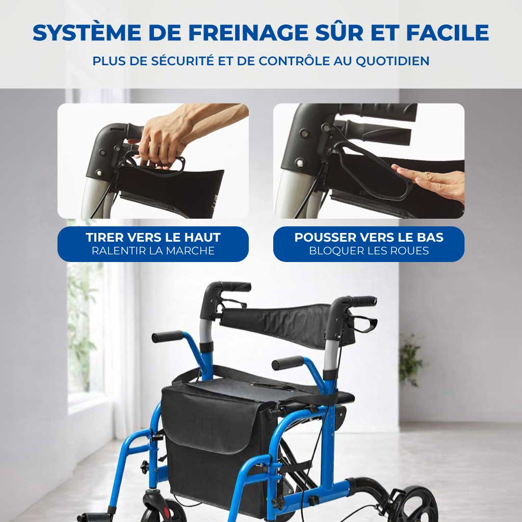 Déambulateur Rollator Fauteuil Roulant 2 en 1 Pliable - Image 5