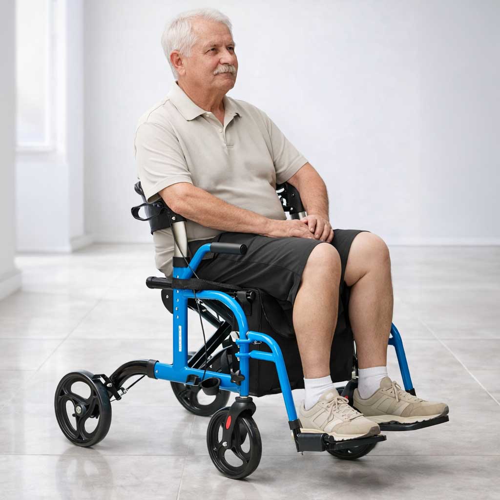 Déambulateur Rollator Fauteuil Roulant 2 en 1 Pliable - Image 6
