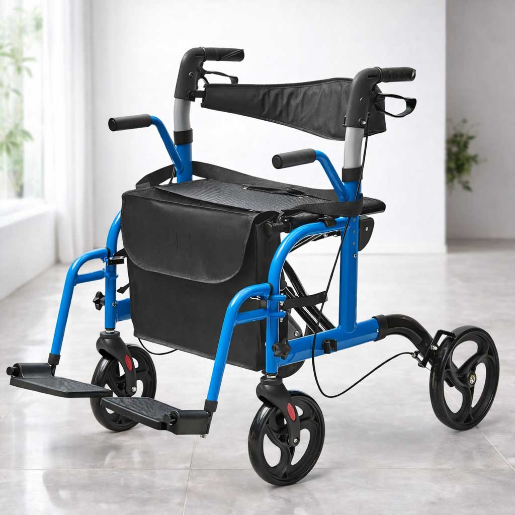 Déambulateur Rollator Fauteuil Roulant 2 en 1 Pliable - Image 7