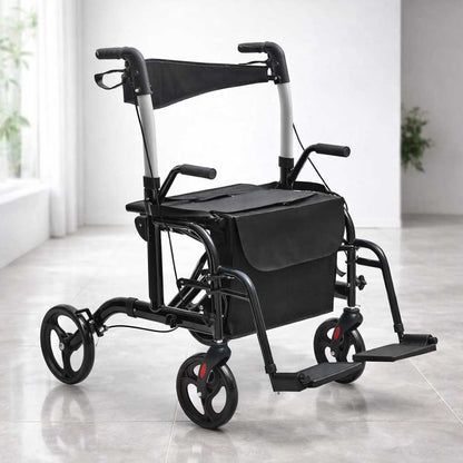Déambulateur Rollator Fauteuil Roulant 2 en 1 Pliable - Image 12