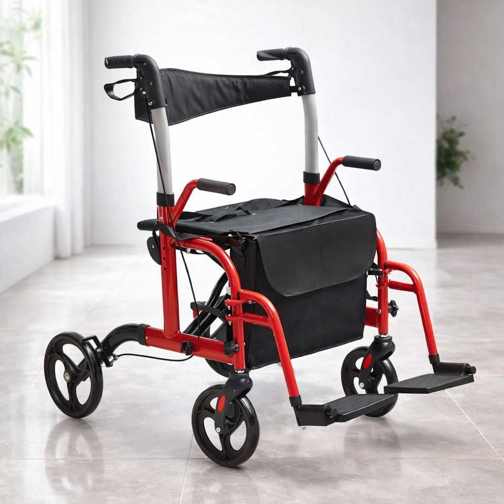Déambulateur Rollator Fauteuil Roulant 2 en 1 Pliable - Image 13