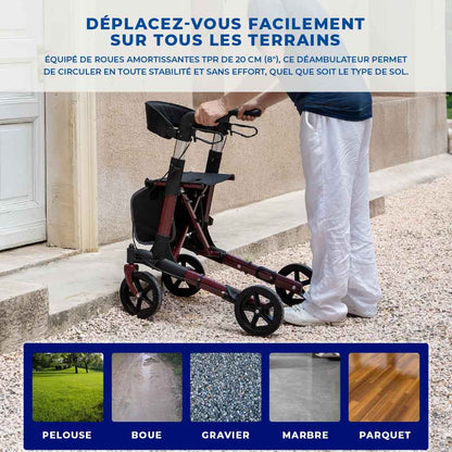 Déambulateur Rollator Tout-Terrain Confort - Rouge