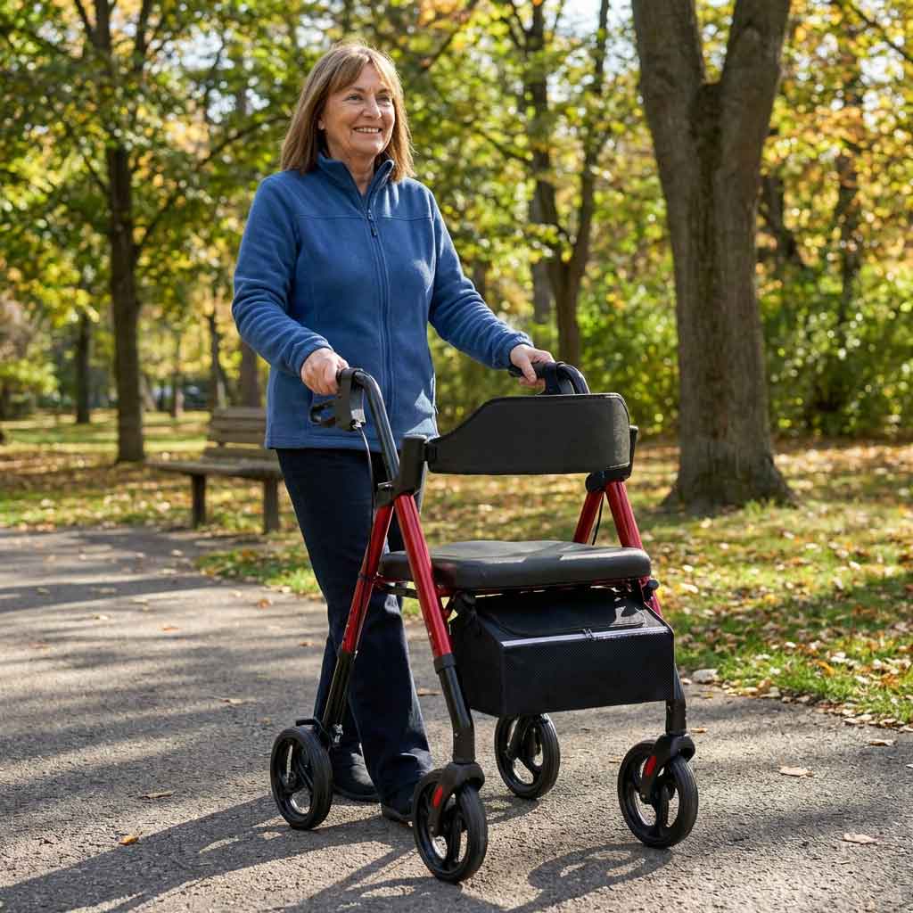 Déambulateur Rollator Tout-Terrain - Argent