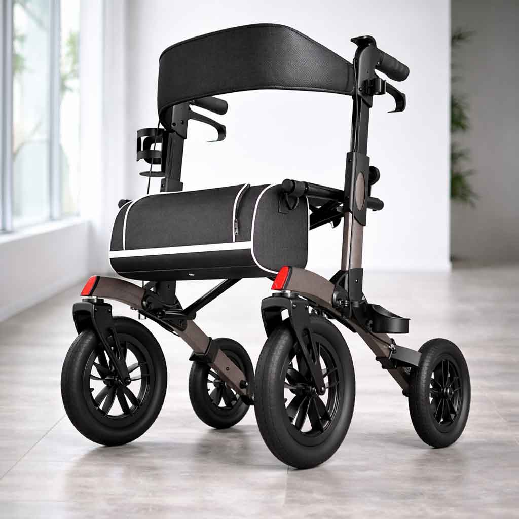 Déambulateur Tout-Terrain Grandes Roues avec Siège – Pliable - Image 10