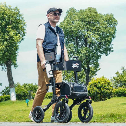 Déambulateur Tout-Terrain Grandes Roues avec Siège – Pliable - Jaune