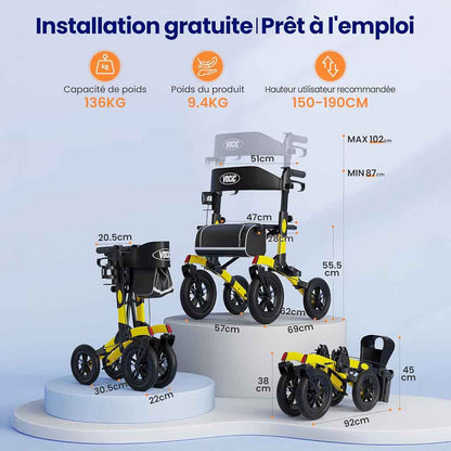 Déambulateur Tout-Terrain Grandes Roues avec Siège – Pliable - Image 5