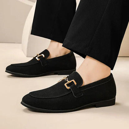 Lorenzo - Mocassins en daim avec boucle en métal Confort Orthopédique