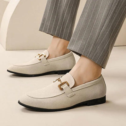 Lorenzo - Mocassins en daim avec boucle en métal Confort Orthopédique