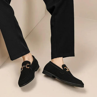 Lorenzo - Mocassins en daim avec boucle en métal Confort Orthopédique
